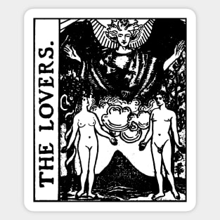 The Lovers Tarot Card Black and White Sticker